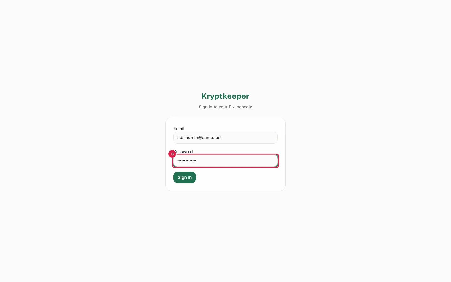 Fill Password (the value is masked)