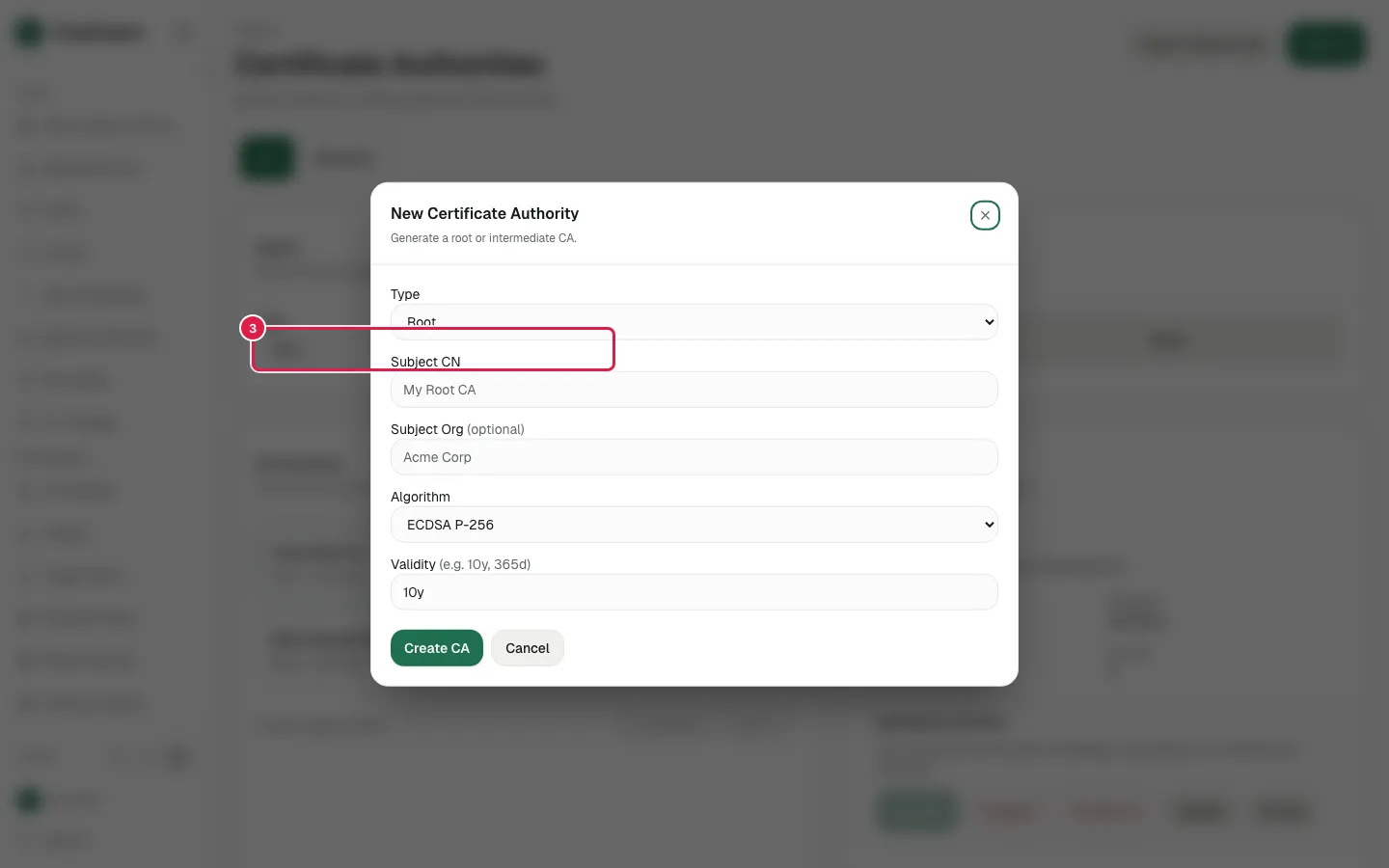 Select "Root" in Type