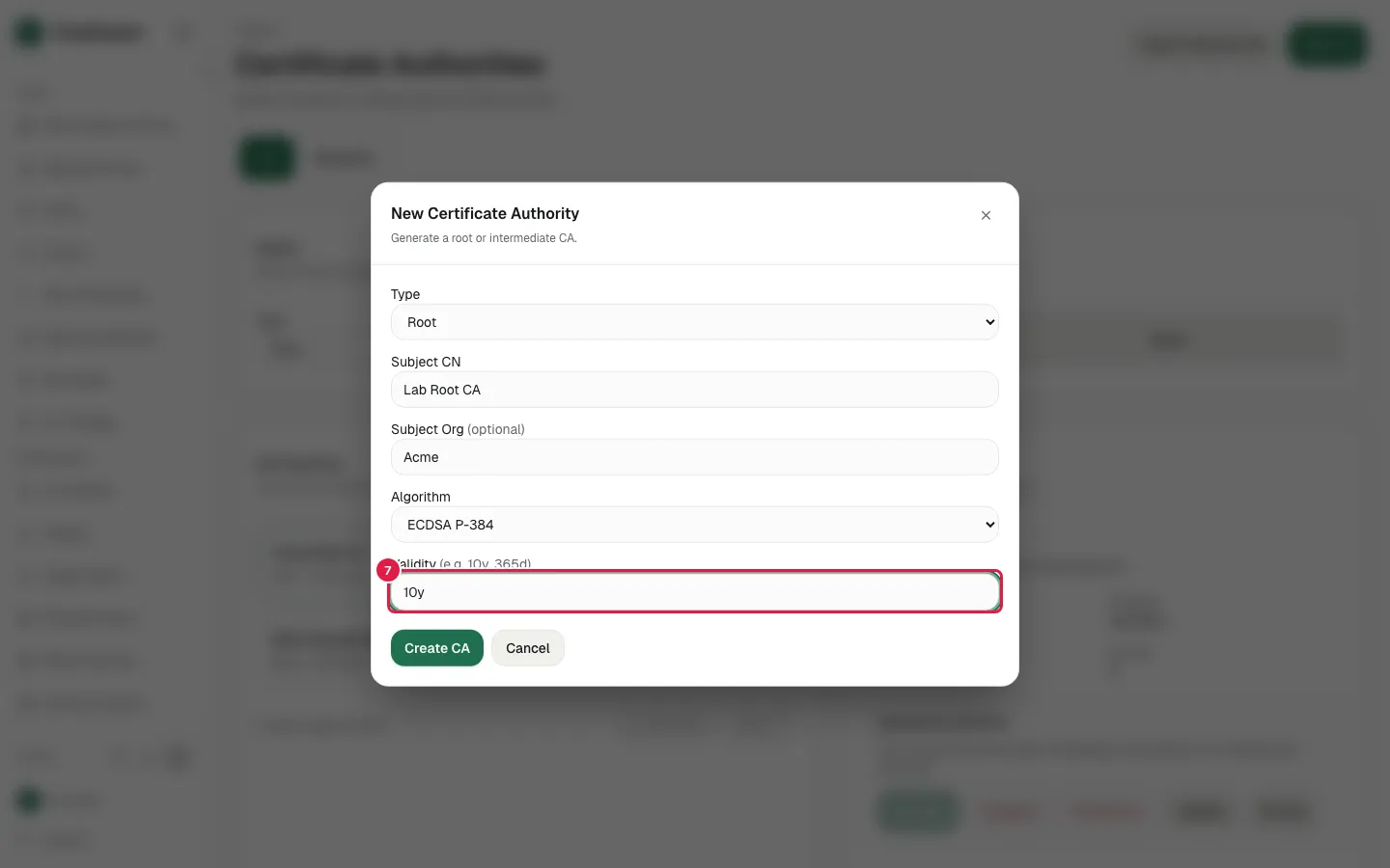 Fill Validity with "10y"