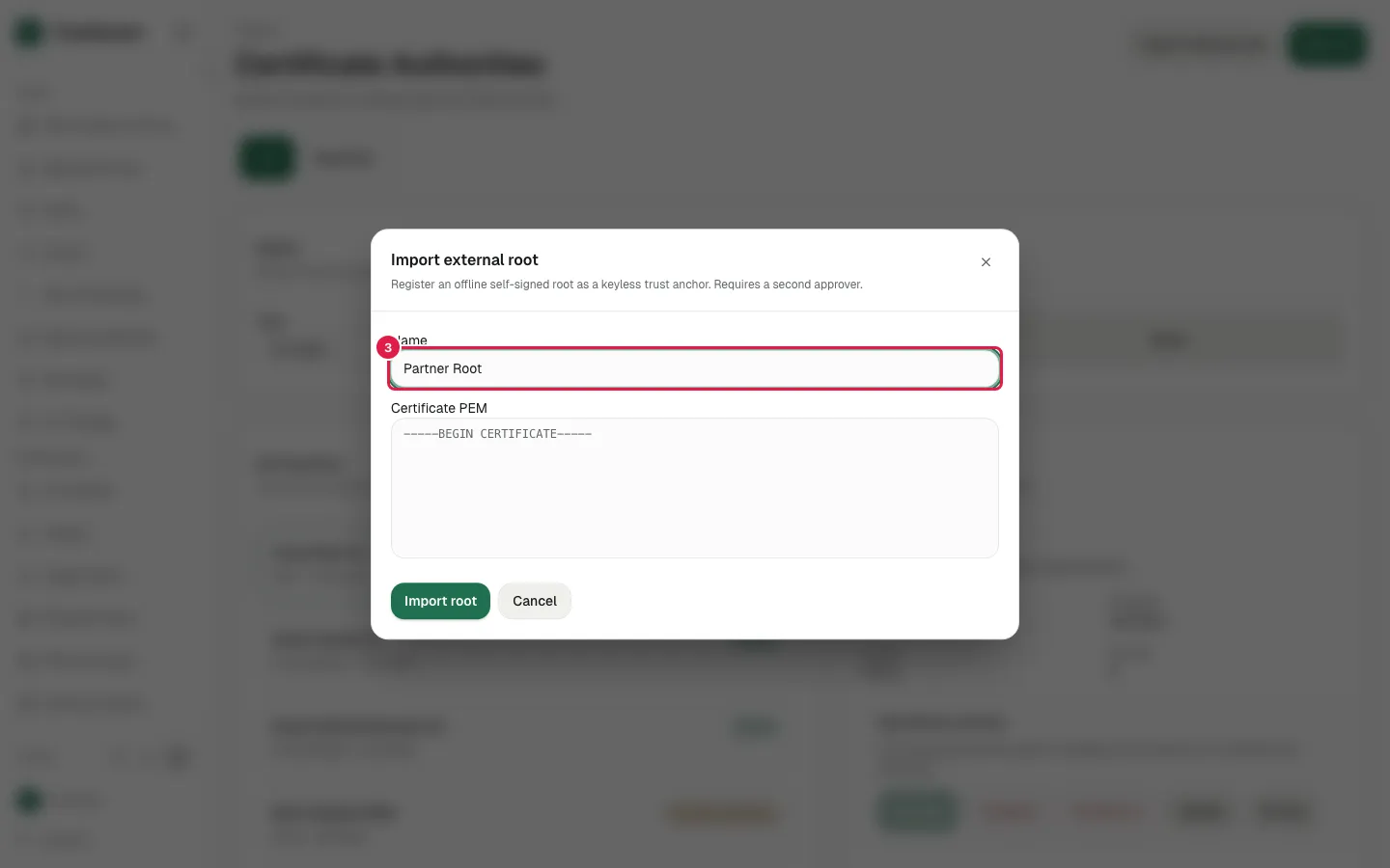 Fill Name with "Partner Root"