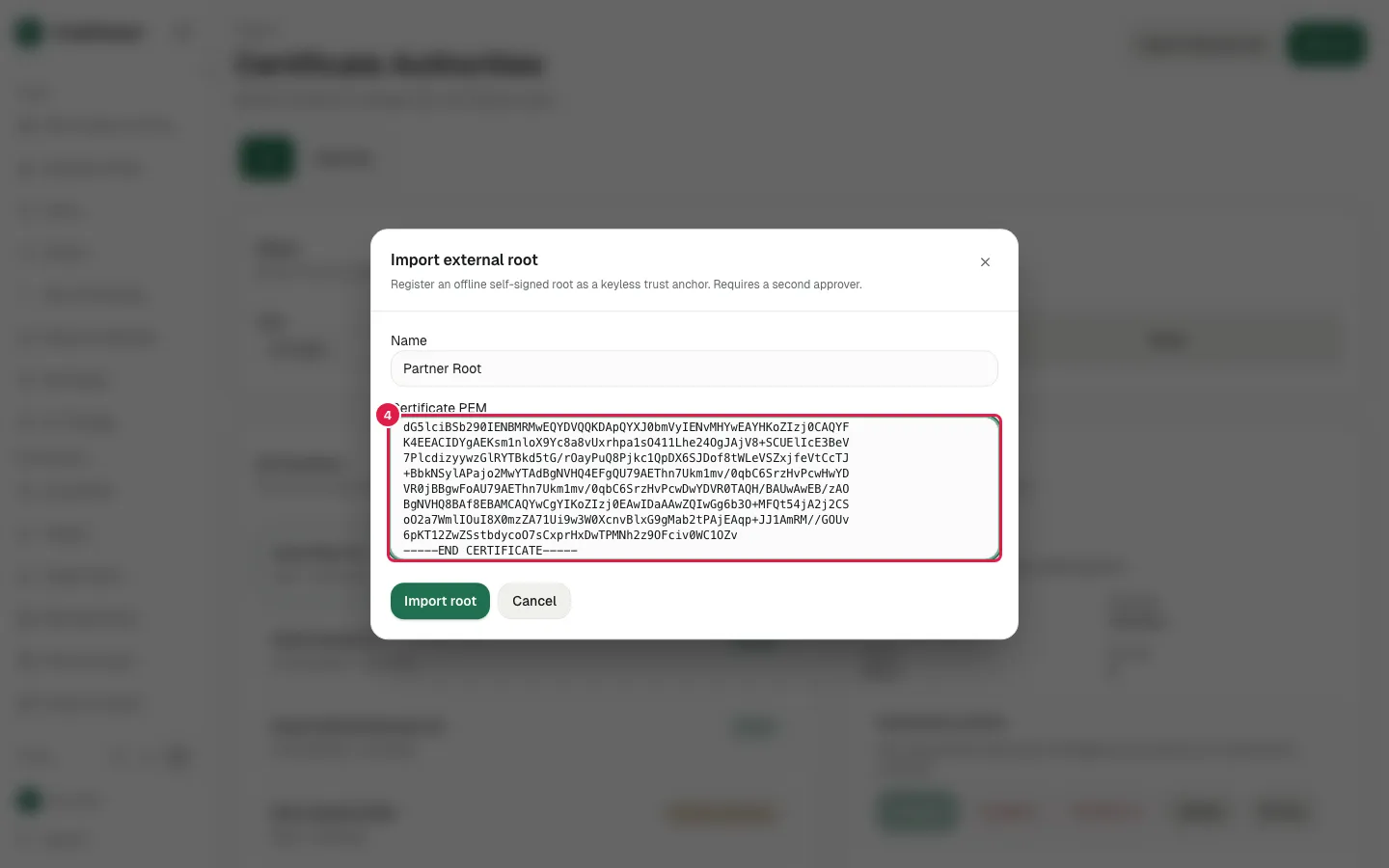 Import an existing root screen in Kryptkeeper