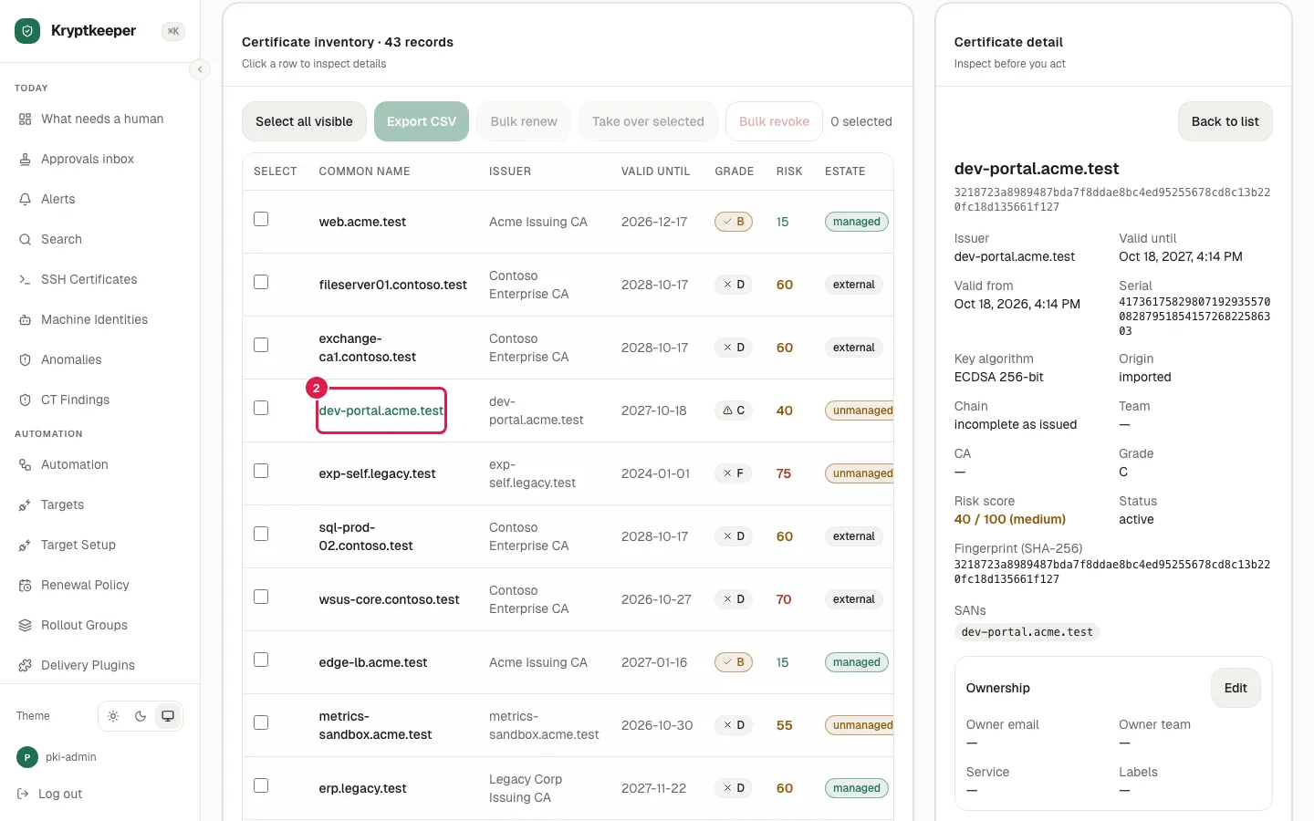 Click dev-portal.acme.test
