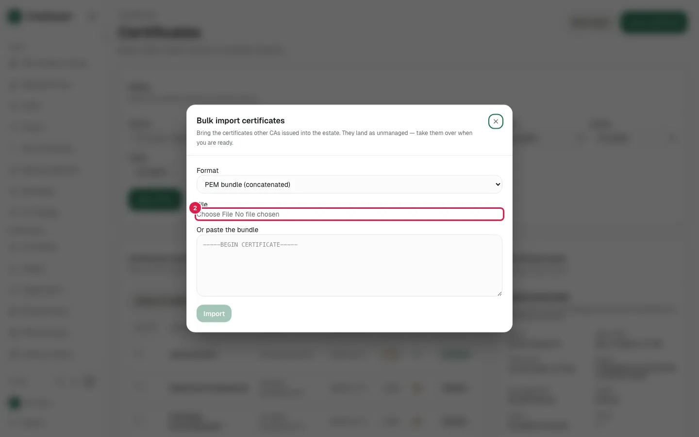 Click Bulk import