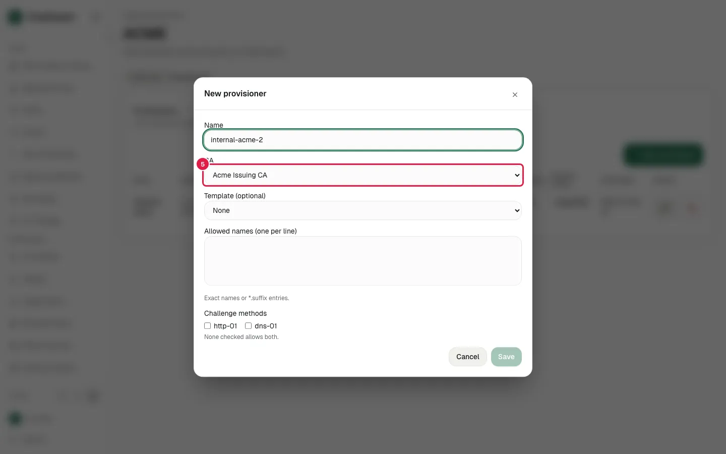Select "Acme Issuing CA" in CA