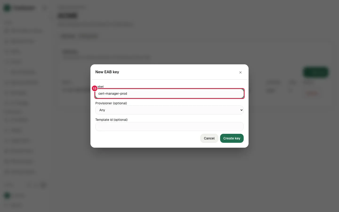 Fill Label with "cert-manager-prod"