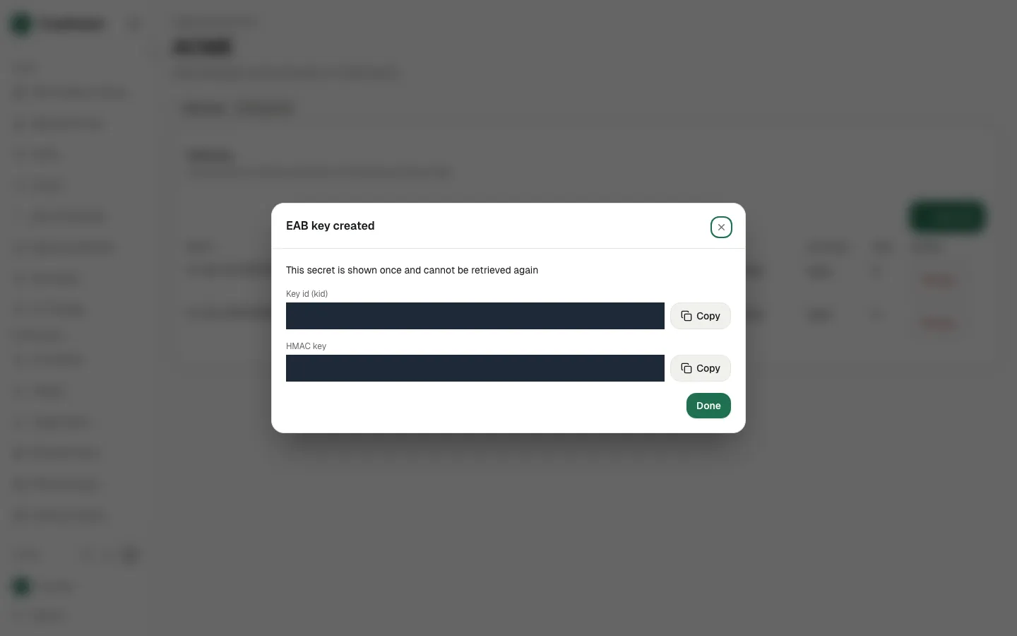 Click Create key