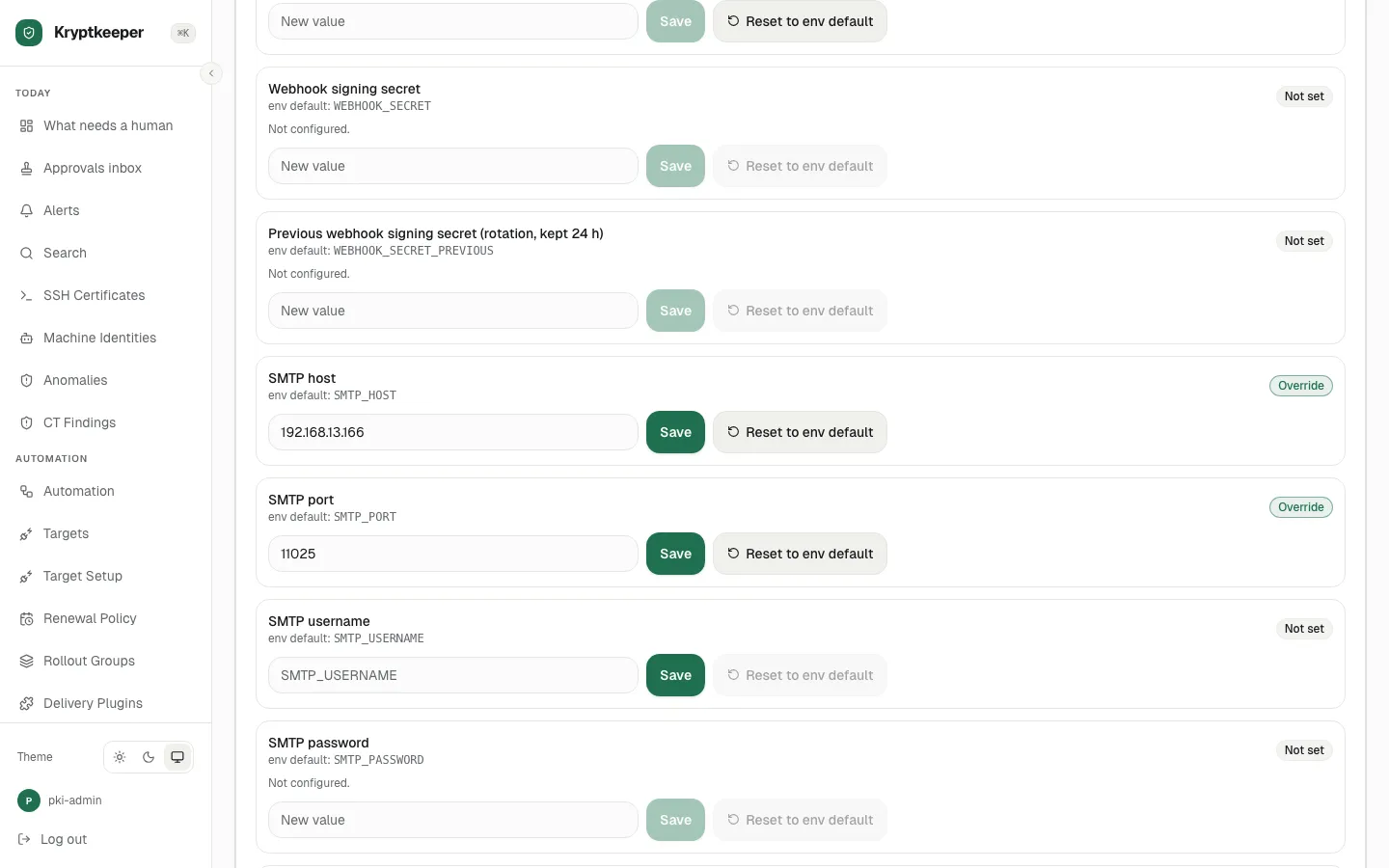 Select "Email (SMTP)" in Notification test channel