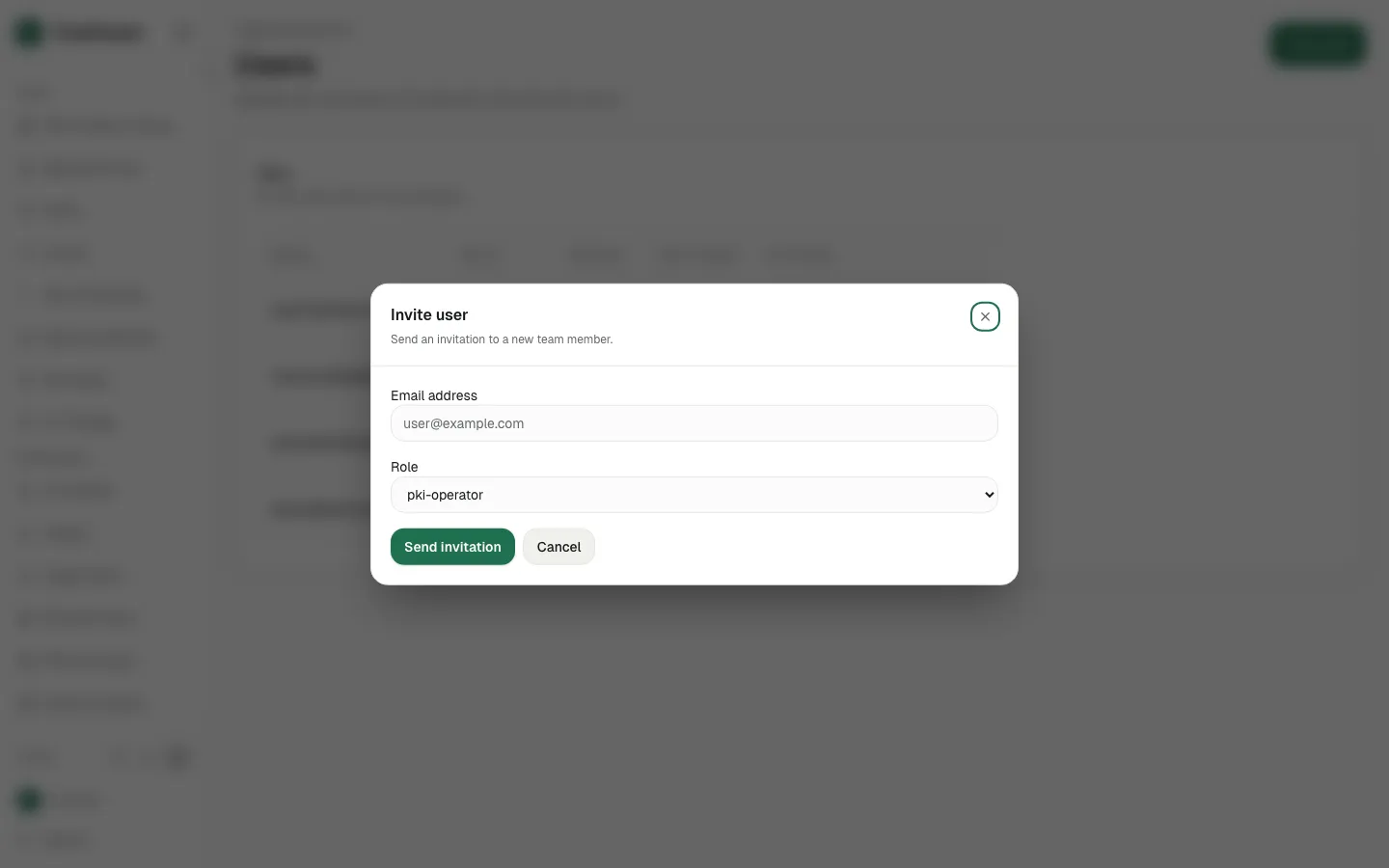 Click Invite user