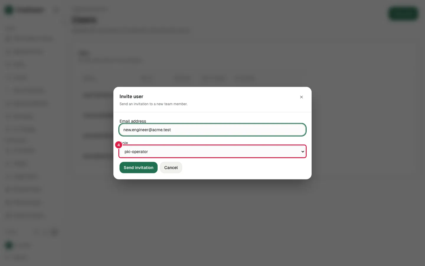 Select "pki-operator" in Role