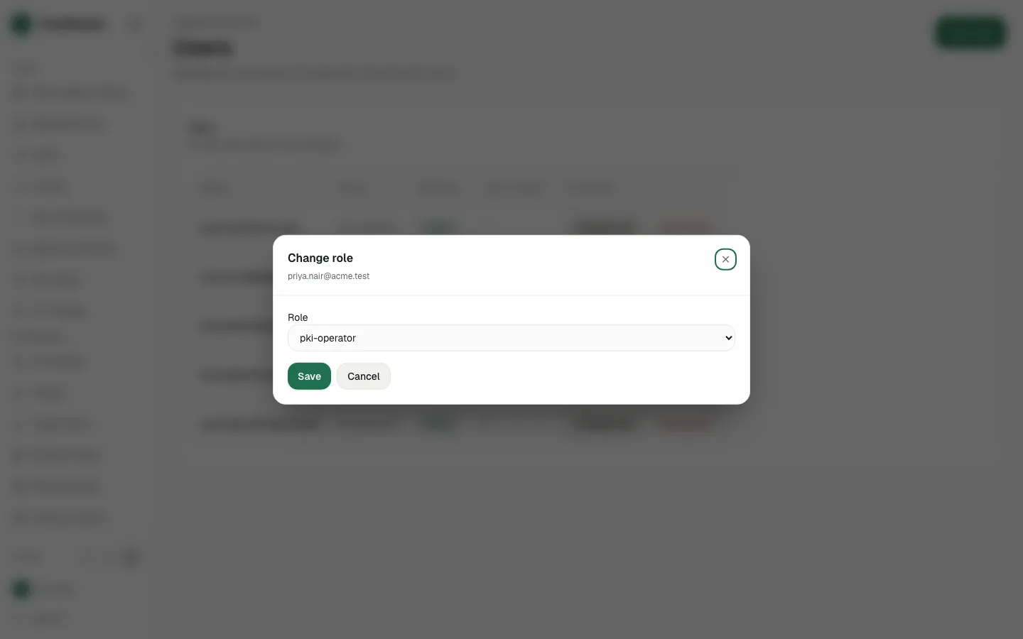 Click Change role