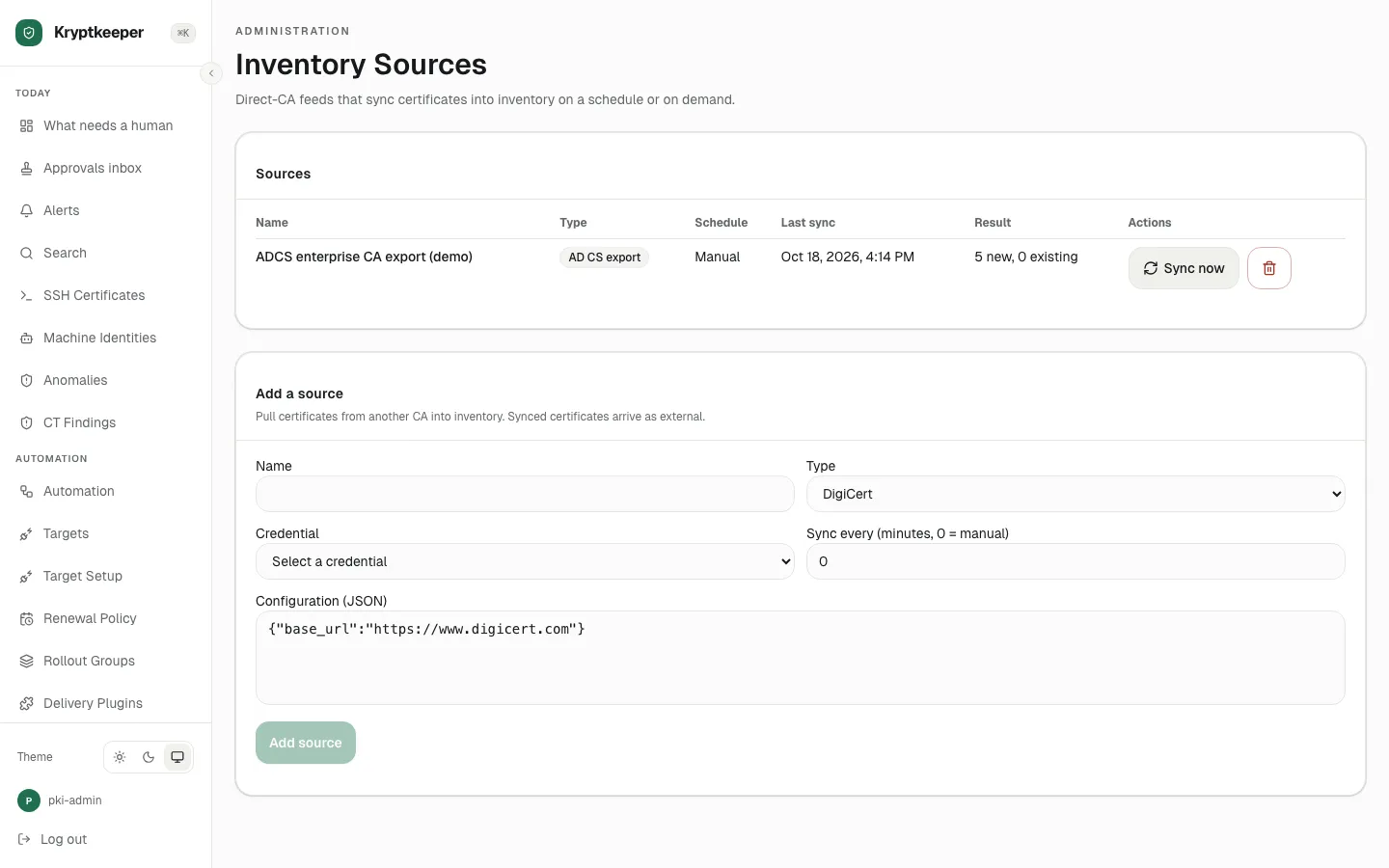 Open /inventory-sources