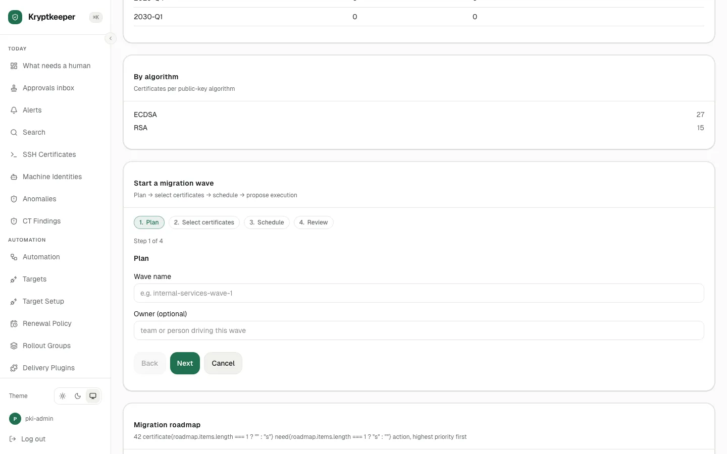 Click Start migration wave